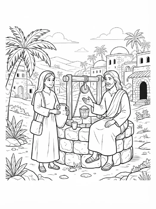 Página do pacote de desenhos bíblicos para colorir